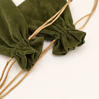 Pochette de luxe en velours avec cordon de serrage, vert foncé, pour bijoux, sacs cadeaux, cordon doré brodé, logo personnalisé, pour bagues et colliers