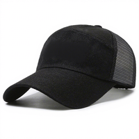 Casquette de baseball unisexe bleu marine à 6 panneaux avec dos en maille blanche, respirante et décontractée pour l'été