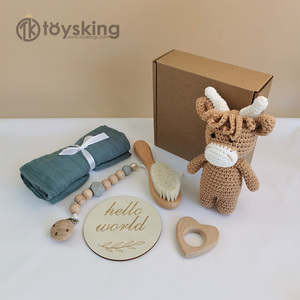 Tk handmade Crochet bò và gia súc Amigurumi động vật bé sơ sinh Bộ quà tặng cho bé trai hay bé gái bé cản trở tắm Quà Tặng - Product Image 2