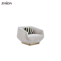 Ensemble de canapés modulaires incurvés en tissu moderne 1+2+3 avec base dorée et coussins moelleux pour salon, appartement, villa, hôtel, salle de sport