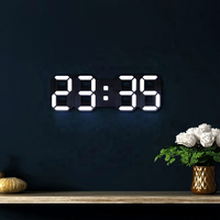 Reloj Despertador Digital LED 3D con Brillo Ajustable para Mesa, Pared, Almacén, Oficina, Sala de Estar, Luz Nocturna