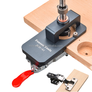 Perlengkapan pembuka lubang, set pelat pintu kustom 35mm engsel Bor Jig pertukangan lubang bor Kit pencari lokasi aluminium Aloi - Product Image 3