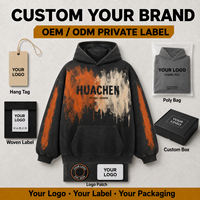 Sweat à capuche surdimensionné personnalisé pour homme, 460 GSM, en molleton bouclette 100 % coton, épais, à épaules tombantes, imprimé DTG peint à la main, fabrication OEM