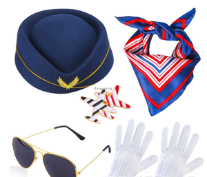 航空公司飞行员机长服装套装飞行员太阳镜Larp黑帮中世纪配件套装飞行员装扮配件 - Product Image 4