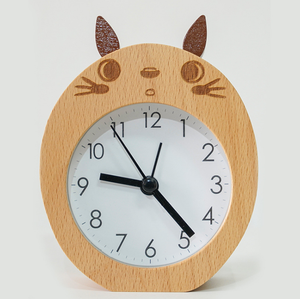 Orologio muto animale in legno in stile europeo soggiorno camera da letto cartone animato quarzo studio luminoso sveglia alla moda - Product Image 6