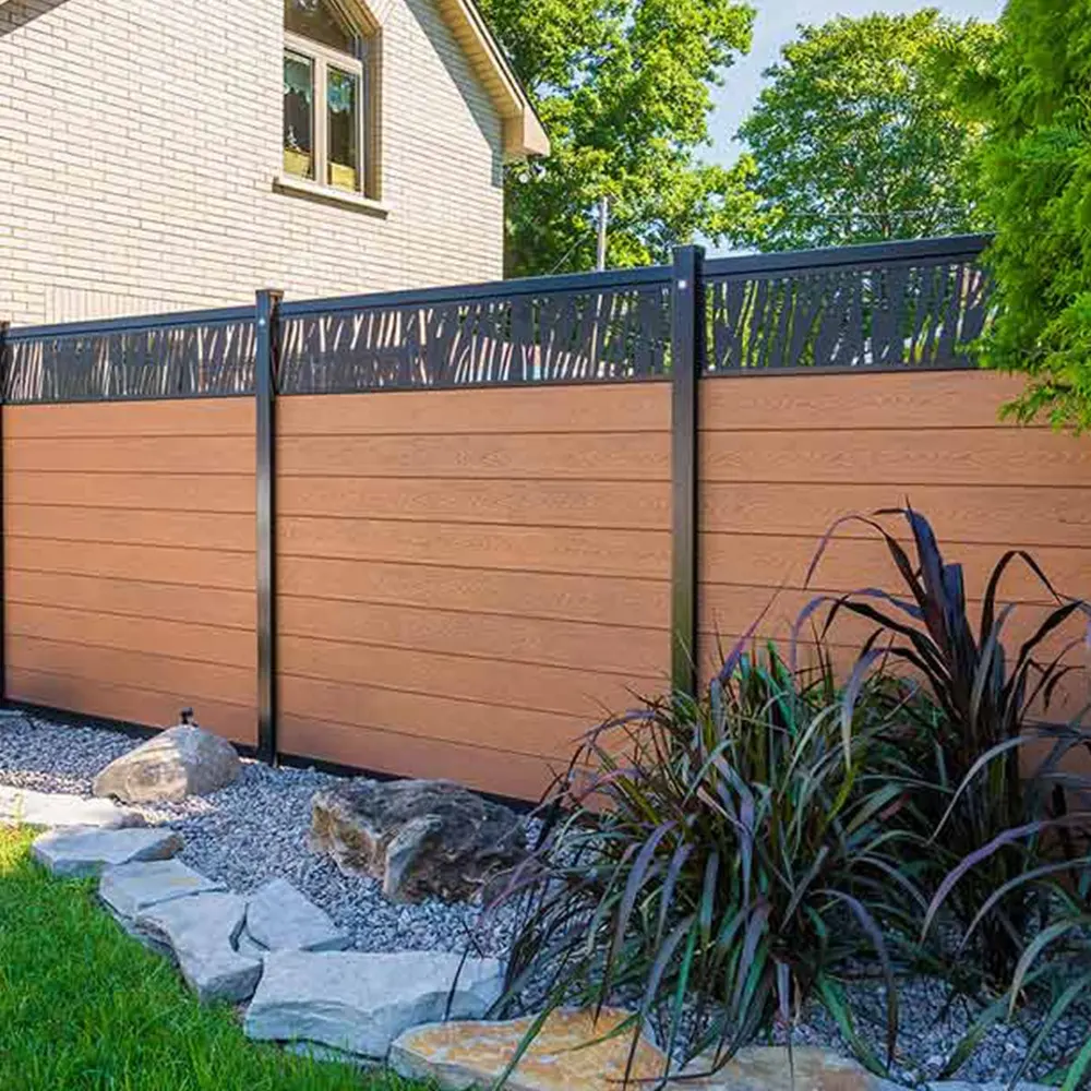 Philippines hot sell wpc outside garden fence screen board aluminum post frame plastic wood composite DIY fencing trellis panel