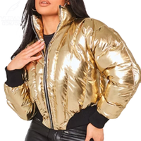 YuFan Manteaux Dorés Brillants Personnalisés à la Mode pour Femmes Veste en Duvet de Canard ou d'Oie Vêtements Chauds d'Hiver pour Femmes