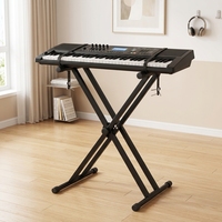 Foldable Double X Keyboard Stand Compact Storage Easy Assembly Metal Rack for Traveling Musician Outdoor Gig