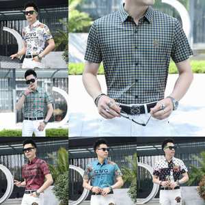 2024 camicia da spiaggia floreale hawaiana da uomo a bottone singolo Rayon cotone Street Short tessuto di flanella stampa a buon mercato - Product Image 5