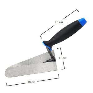 Truelle à pointe arrondie 18 cm, lame en acier au carbone, poignée ergonomique, grip antidérapant noir, outil de jardin - Product Image 2