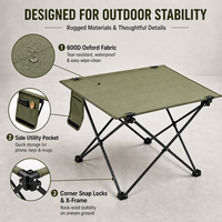 Table pliante portable avec plateau en tissu Oxford 600D et structure en forme de X, table de camping pour la plage, la pêche, le pique-nique, le jardin