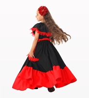 Costume de Flamenco Espagnol pour Femme, Style Bohème, 720 Degrés, en Polyester, Grande Jupe Évasée, pour Halloween et Fêtes de Carnaval, Modèle Assorti Famille