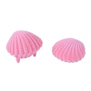 Clamshell Seashell Shell Jewelry Box With Foam Insert Logo Custom Pink Paper Box
