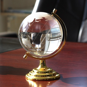 Globe terrestre antique en cristal YearsCrystal avec support en métal argenté/doré, décoration de bureau, objet de collection, 6 cm, logo personnalisé, finition polie - Product Image 6