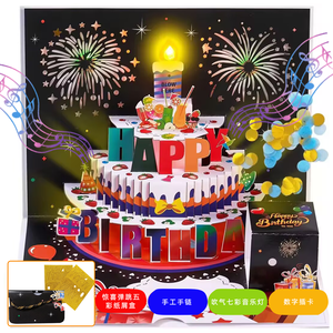 Musica e luce Led carta <span class=keywords><strong>di</strong></span> <span class=keywords><strong>buon</strong></span> <span class=keywords><strong>compleanno</strong></span> 3D Pop up fuochi d'artificio musicale biglietto <span class=keywords><strong>di</strong></span> <span class=keywords><strong>compleanno</strong></span> con bracciale fatto a mano e coriandoli - Product Image 6