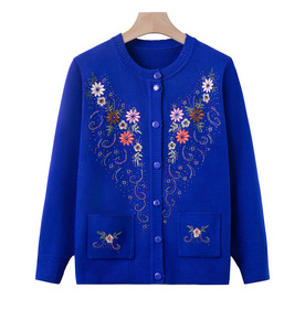 Dy046 Cardigan Casual da <span class=keywords><strong>Donna</strong></span> Autunnale con Ricamo Floreale Monopetto in <span class=keywords><strong>Maglia</strong></span> Poliestere/Nylon a Maniche Lunghe - Product Image 3