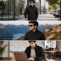 Chaqueta Softshell de Cuello Alto para Hombre, Elástica en Cuatro Direcciones, Impermeable, Cortavientos, Transpirable, Ligera, Informal para Exteriores