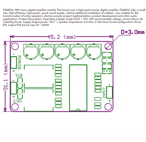 Mô-đun Khuếch Đại Kỹ Thuật Số Mini <span class=keywords><strong>TDA8932</strong></span> Chính Hãng Cung Cấp Điện Một Kênh DC 35W - Product Image 3