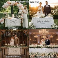 Bannière de décoration de table pour couple avec bords en dentelle, imprimée avec le nom et la date, nappe de table personnalisée pour mariage