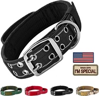 Collier de chien extra large en nylon réfléchissant réglable Pitbull, collier de chien tactique robuste en néoprène/métal/métal