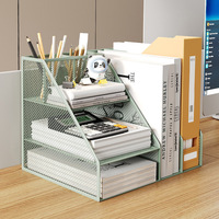 Organisateur de bureau en métal à grille, support de livres incliné multi-niveaux, plateau à documents en fer forgé