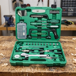 Ensemble d'outils de réparation de base pour la maison, 63 pièces, avec marteau, clé à douille, tournevis et couteau utilitaire pour les travaux d'entretien quotidiens - Product Image 1