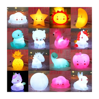 Jolies lampes de nuit LED en plastique en forme d'animaux de dessin animé, jouets artisanaux, licorne, dinosaure, flamant rose, lapin, lune, étoile, lampe de table, lampe de bureau