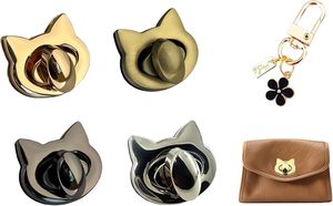 Smile Wood PCS Cat Shape Clasp Twist Lock With Keychain Purse Closure Turn Lock <b>Handbags</b> Clasp Clutch Replacement Metal Latch Ha - Product Image 1