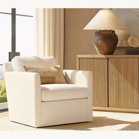 Mobilier moderne blanc de luxe pour le salon, détente, loisirs, coussins doux, fauteuil rembourré à accoudoirs pivotants pour villa, hôtel et appartement