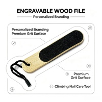 Kit de lime à ongles d'escalade OEM avec logo personnalisé, bandes abrasives double face remplaçables, lime à ongles à manche en bois