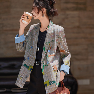 Elegante Giacca <span class=keywords><strong>Grigia</strong></span> a Quadri da <span class=keywords><strong>Donna</strong></span> - Completo Professionale per Signore alla Moda - Product Image 4