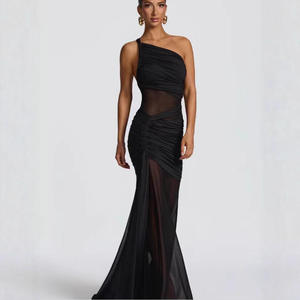 Vestido de noche fruncido de malla multicolor con un solo hombro |   Agente de Compras 1688 de la Marca FTS con Más de 10 Años de Experiencia y Baja Comisión para Compras Personalizadas - Product Image 5