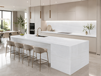 Dalles de marbre blanc cristallin pour îlots de cuisine, murs de salle de bain, comptoirs de bar, dessus de table, sols d'hôtel et panneaux découpés sur mesure