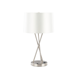 Modern Design Hotel Table <b>Lamp</b> USB Convenient Bedside Table Light with Outlet Fabric <b>Shade</b> Room Use Incandescent Bulbs - Product Image 1
