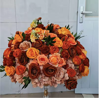 Décorations de mariage, boules de fleurs, roses en soie, décorations centrales, décorations de table, boules de fleurs orange, rose et marron