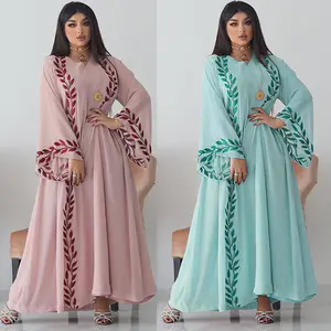 CY216刺繍イスラム服女性イスラム教徒アバヤドレスヒジャーブとジルバブ