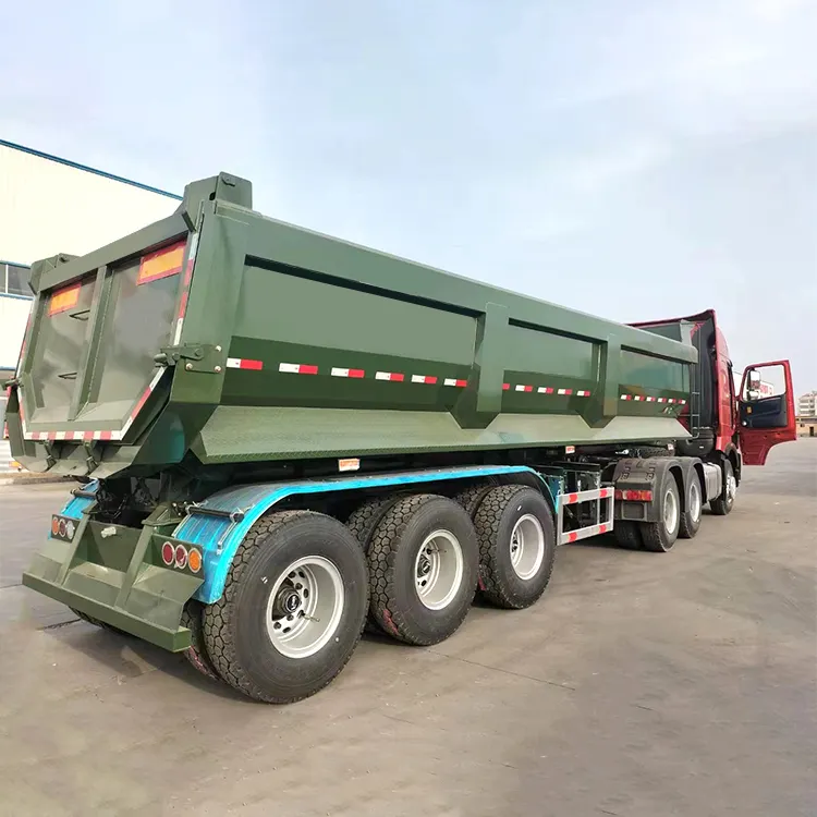 Made in China rear dump semi-trailer tri-axle u shape Hydraulic dumping rear end dump tipper semi trucks trailer