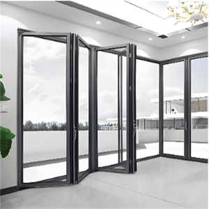 Porte pliante en aluminium à rupture de pont <span class=keywords><strong>thermique</strong></span> robuste, double <span class=keywords><strong>vitrage</strong></span> <span class=keywords><strong>isolant</strong></span>, porte patio bi-pliante pour villa - Product Image 1