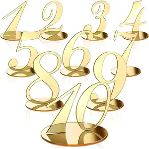 带支架的桌子号码优雅的亚克力桌子号码银镜现代桌子号码婚礼派对标志