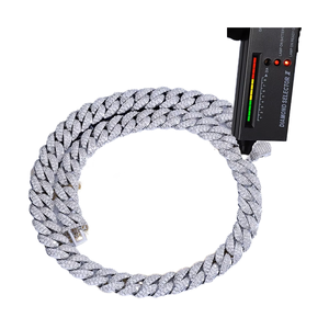 Collier cubain en argent 925 plaqué or pour homme, hip-hop, serti de diamants, 13 mm, avec certificat GRA - Product Image 1