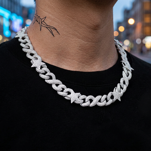 Luxury Men's Silver Moissanite Cuban Link <b>Chain</b> Hip Hop Style <b>Rappers</b> Necklace Black Rhodium Plated Inspired Miami <b>Rappers</b> India - Product Image 2