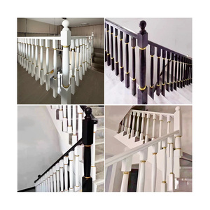 Design moderno <span class=keywords><strong>in</strong></span> legno massiccio colonna scala balaustre vendita diretta della fabbrica <span class=keywords><strong>in</strong></span> bianco e nero con oro-placcatura - Product Image 2