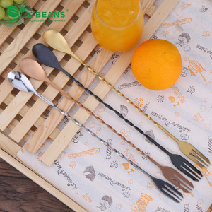 Cuchara de Bar de Acero Inoxidable L-Beans de 32 cm de Largo, Utensilio para Mezclar Cócteles, Juego de Cuchara y Tenedor - Product Image 3