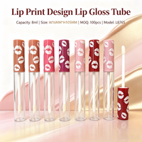 Tube de brillant à lèvres transparent ISMAN Kiss Print, flacon rechargeable vide 8ml avec applicateur floqué Doe Foot, emballage rond en PP PET, vente en gros