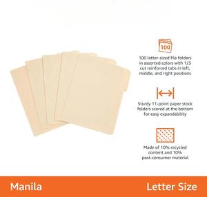1/3-Cut Tab File <strong>Folders</strong> Assorted Positions <strong>Letter</strong> <strong>Size</strong> Manila Custom for Document Organization Storage Paper File <strong>Folders</strong> - Product Image 5