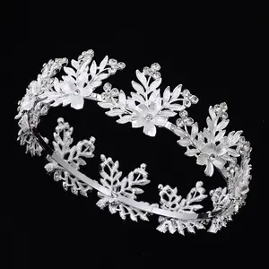 Ngọc Trai Vương Miện Vương Miện Hợp Kim Công Chúa Headband Trắng Wedding Mũ Phụ Kiện Tóc Cho Cô Dâu