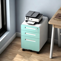 Armoire de rangement métallique à 3 tiroirs, meuble de classement mobile en métal sous le bureau, armoire de rangement en acier pour bureau avec serrure à clé
