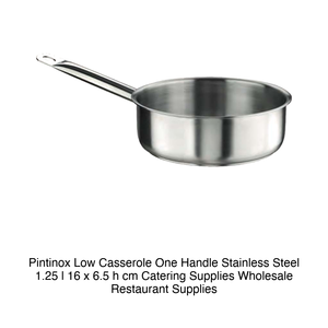 Shallow Stainless Steel <b>Saucepan</b> Ø 16 cm H 6.5 cm, 1.25 L Pintinox - Product Image 2