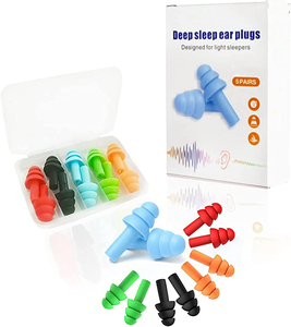 Wieder verwendbare Silikon-Ohr stöpsel für Schlaf geräusche Abbrechen Konzert Schnarchen 5 Paare mit 10 Farben für Arbeits reisen oder Schlaf - Product Image 1