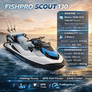 Jet <span class=keywords><strong>ski</strong></span> BRP 3 cylindres à aspiration naturelle, 3 places, Sea Doo 130 ch, IBR électronique, FishPro Scout 130, compteur de vitesse, sports nautiques - Product Image 1